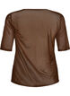 Meshbluse med korte &aelig;rmer og rund hals, Brun, Packshot image number 1
