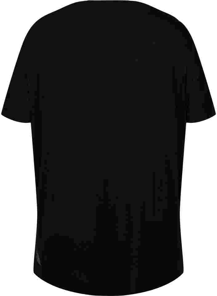 Trænings t-shirt i viskose med rund hals, Black, Packshot image number 1