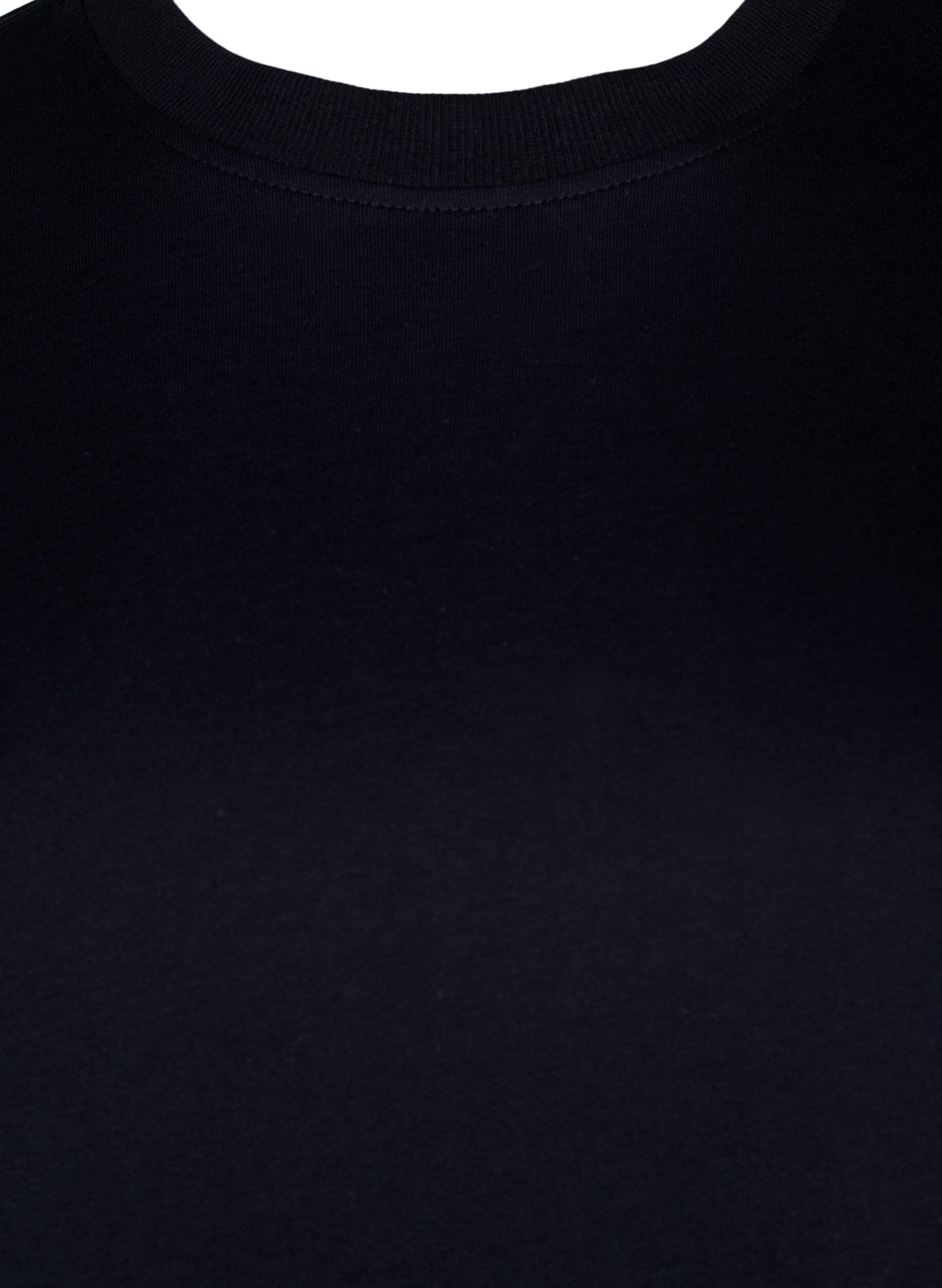 ZizziBasis t-shirt i bomuld med rund hals , Sort, Packshot image number 2
