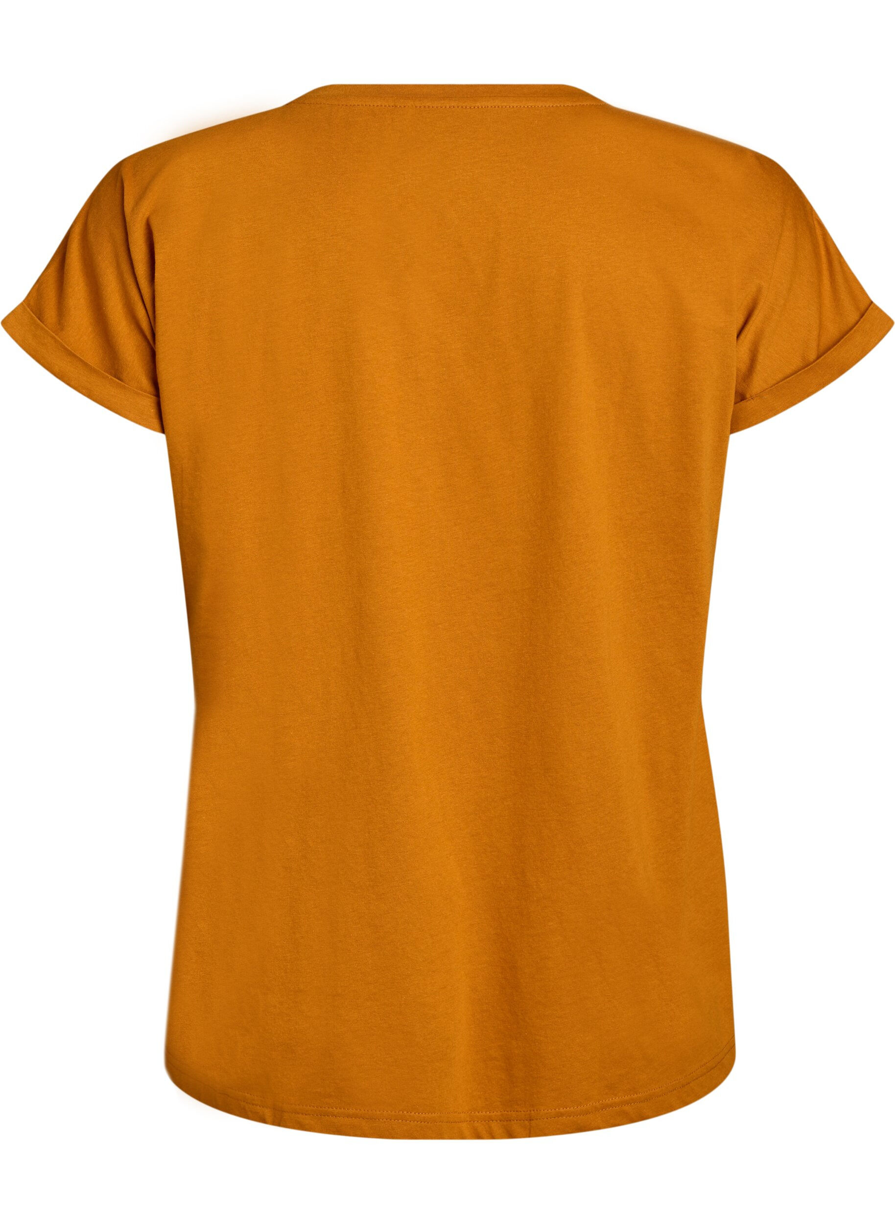 Zizzi Kort&aelig;rmet t-shirt i bomuldsblanding, Orange, Packshot image number 1