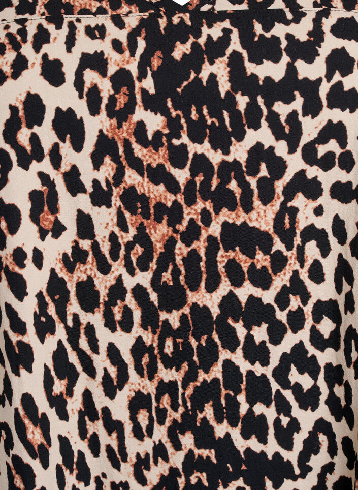 Kort a-shape kjole med leopardprint, Brun, Packshot image number 2