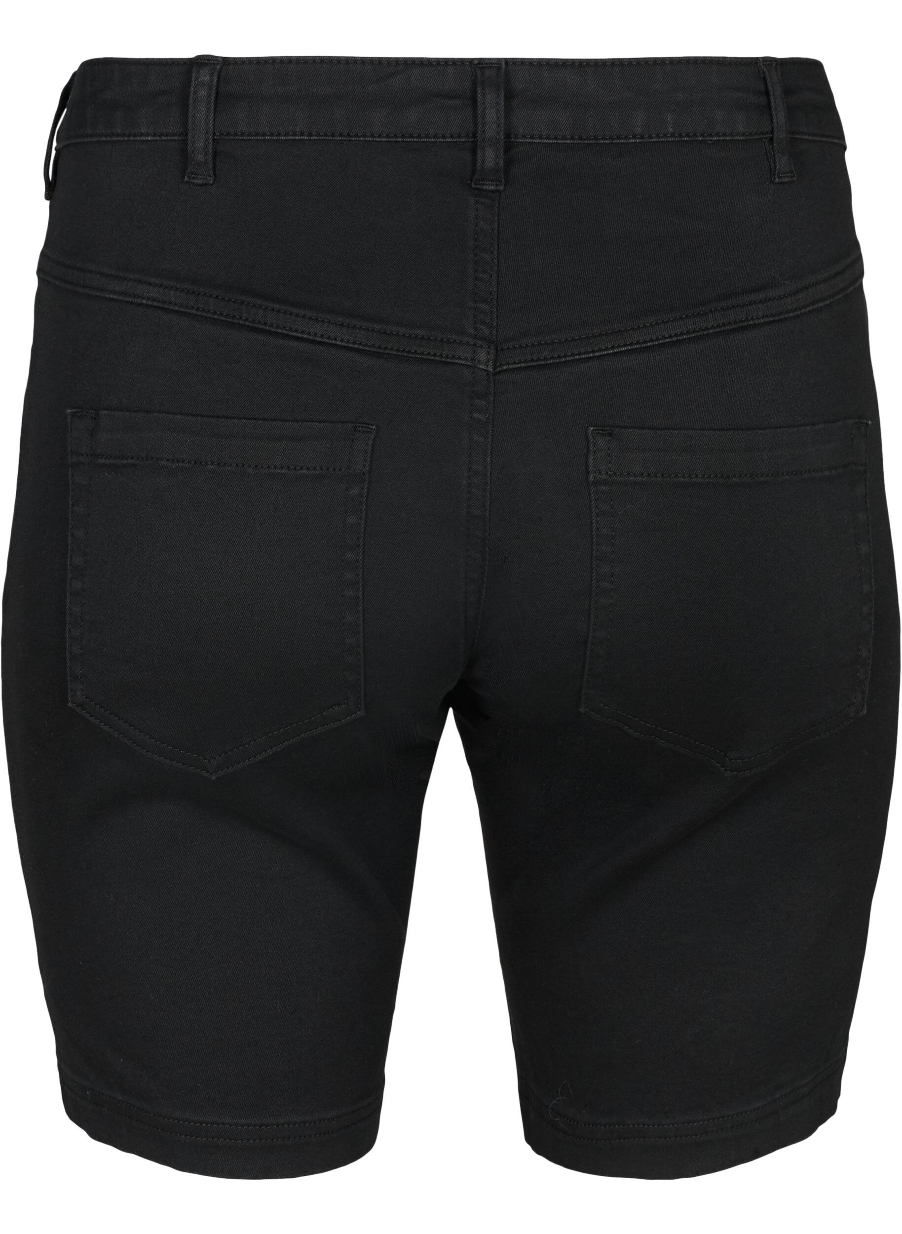 Zizzi Slim fit Emily shorts med regul&aelig;r talje, Sort, Packshot image number 1