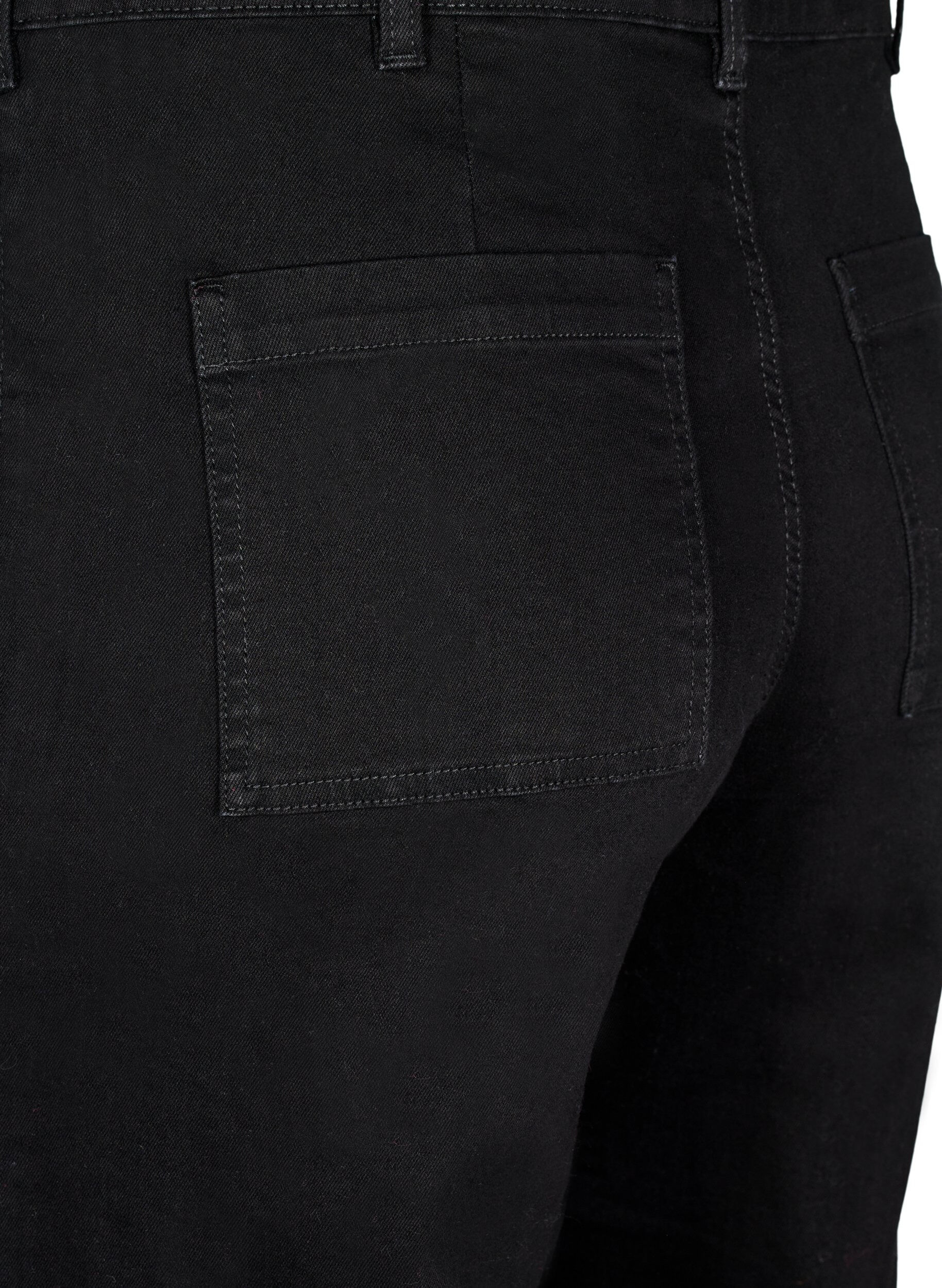 Zizzi H&oslash;jtaljede jeans med vide ben, Sort, Packshot image number 3