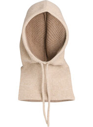Strikket balaclava med snører, Beige