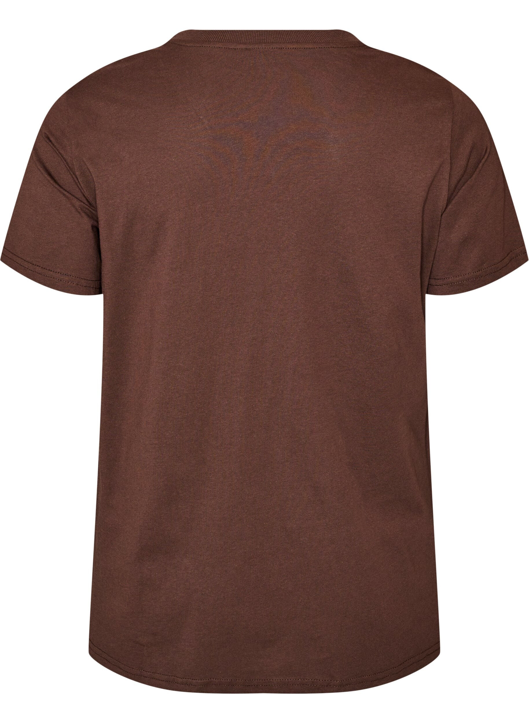 ZizziBasis t-shirt i bomuld med rund hals , Brun, Packshot image number 1