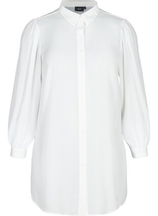 Lang skjorte med lette pufærmer, Bright White, Packshot image number 0