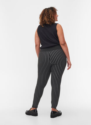 Stribet leggings med elastik i taljen, Dark Grey Stripe, Model image number 1