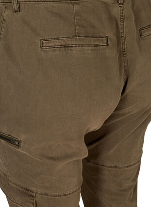 Cargo bukser med lynlås detaljer, Army green, Packshot image number 3