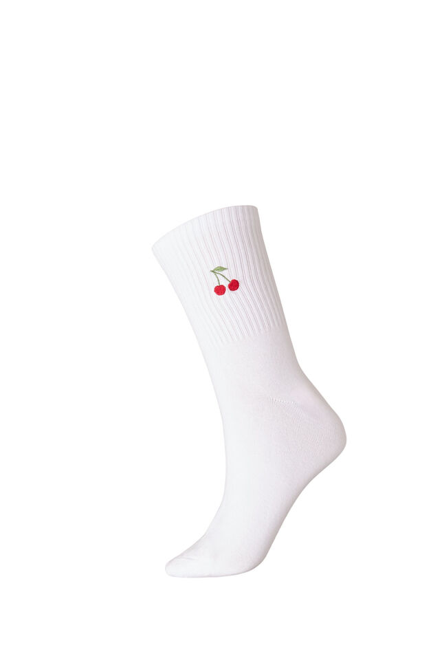 Bomuldsstr&oslash;mper med motiv, Hvid, Packshot image number 0