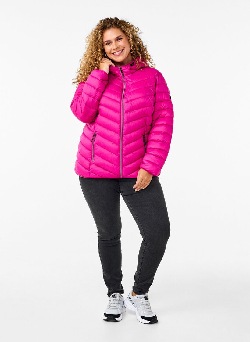 Letv&aelig;gts jakke med h&aelig;tte, Lyser&oslash;d, Model image number 1