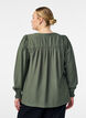 Viskosebluse med smock og rynkedetaljer, Gr&oslash;n, Model image number 2