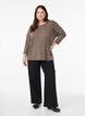 Jerseybluse med 3/4 &aelig;rmer, Brun, Model image number 1