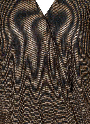 Bluse med v-udskæring og 3/4 ærmer, Black w Gold, Packshot image number 2
