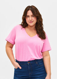 FLASH - T-shirt med v-hals, Begonia Pink, Model