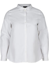 Langærmet skjorte i bomuld, Bright White