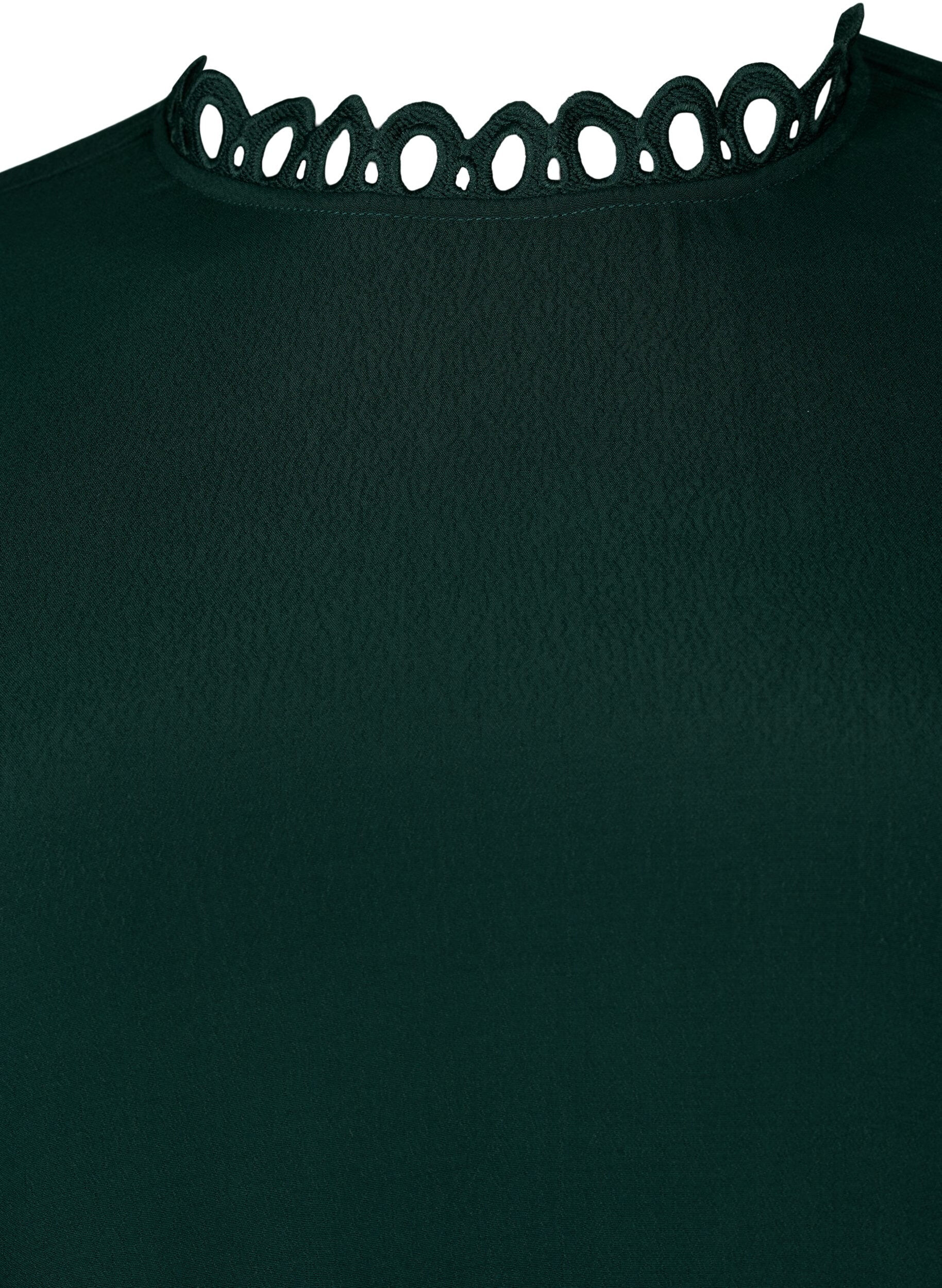 Zizzi Viskosekjole med crochet &aelig;rmer, Scarab, Packshot image number 2