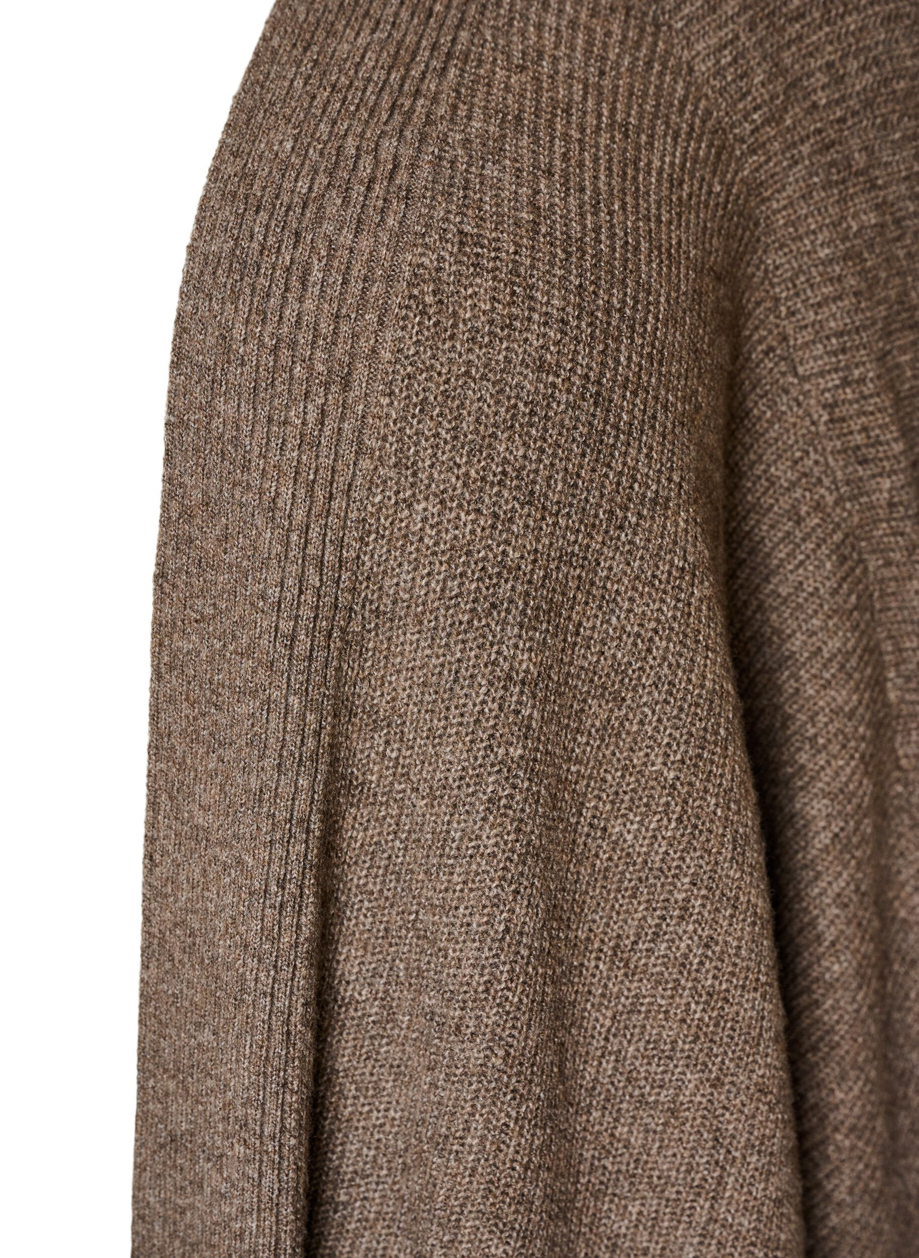 ZizziCardigan med &aring;ben front og vide &aelig;rmer, Brun, Packshot image number 2