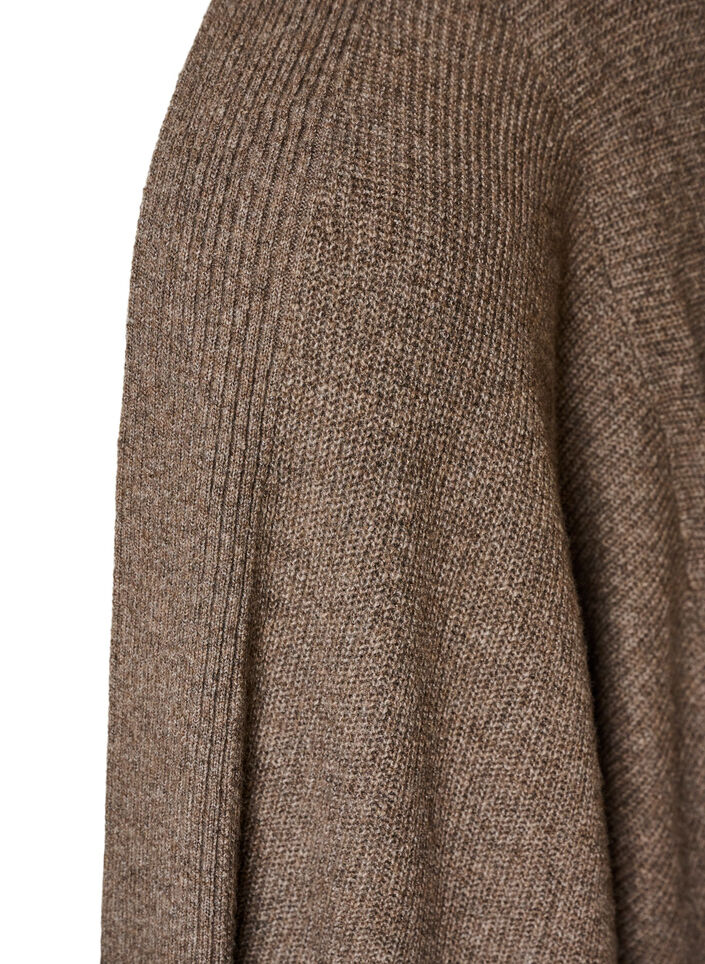 Cardigan med &aring;ben front og vide &aelig;rmer, Brun, Packshot image number 2