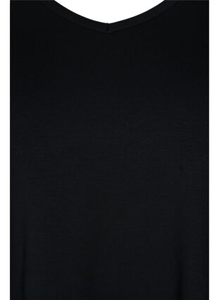 Bomulds tunika med 3/4 ærmer og blondedetaljer, Black, Packshot image number 2