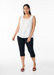 &AElig;rmel&oslash;s bluse med broderie anglaise og fl&aelig;ser, Vanilla, Model image number 1