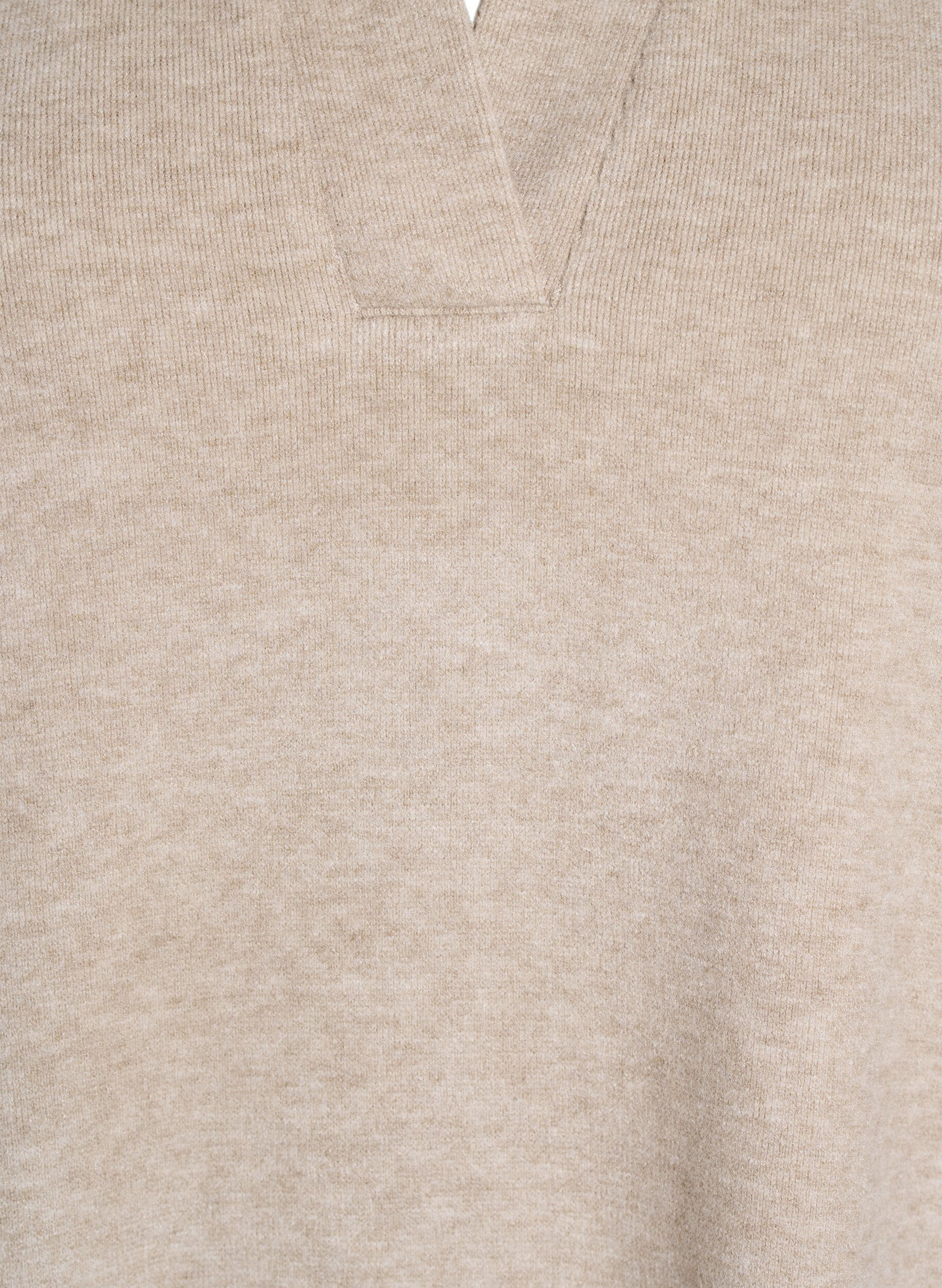 Zizzi Jerseybluse med krave og korte &aelig;rmer, Brun, Packshot image number 2