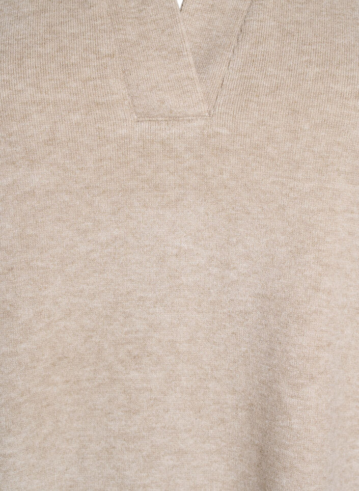 Jerseybluse med krave og korte ærmer, Brun, Packshot image number 2