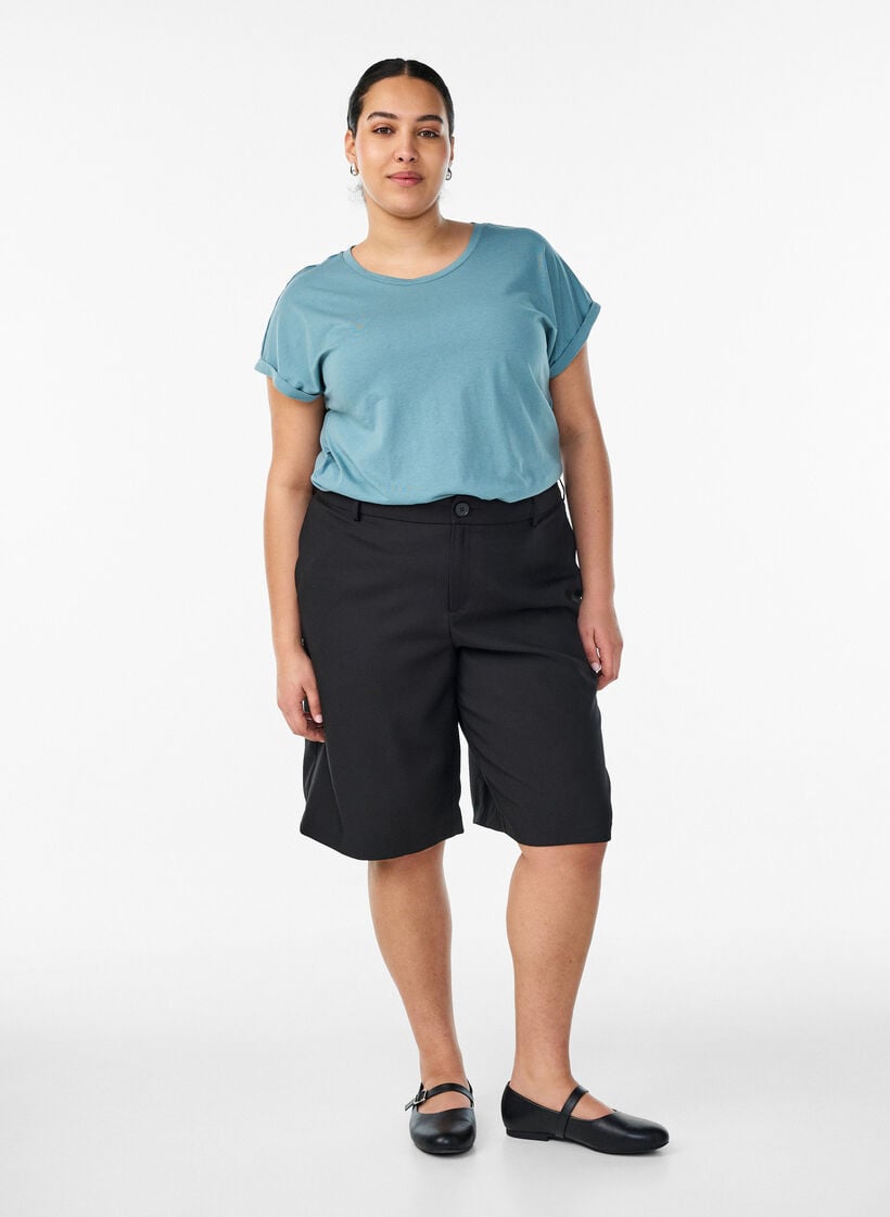 Kort&aelig;rmet t-shirt i bomuldsblanding, Bl&aring;, Model image number 1