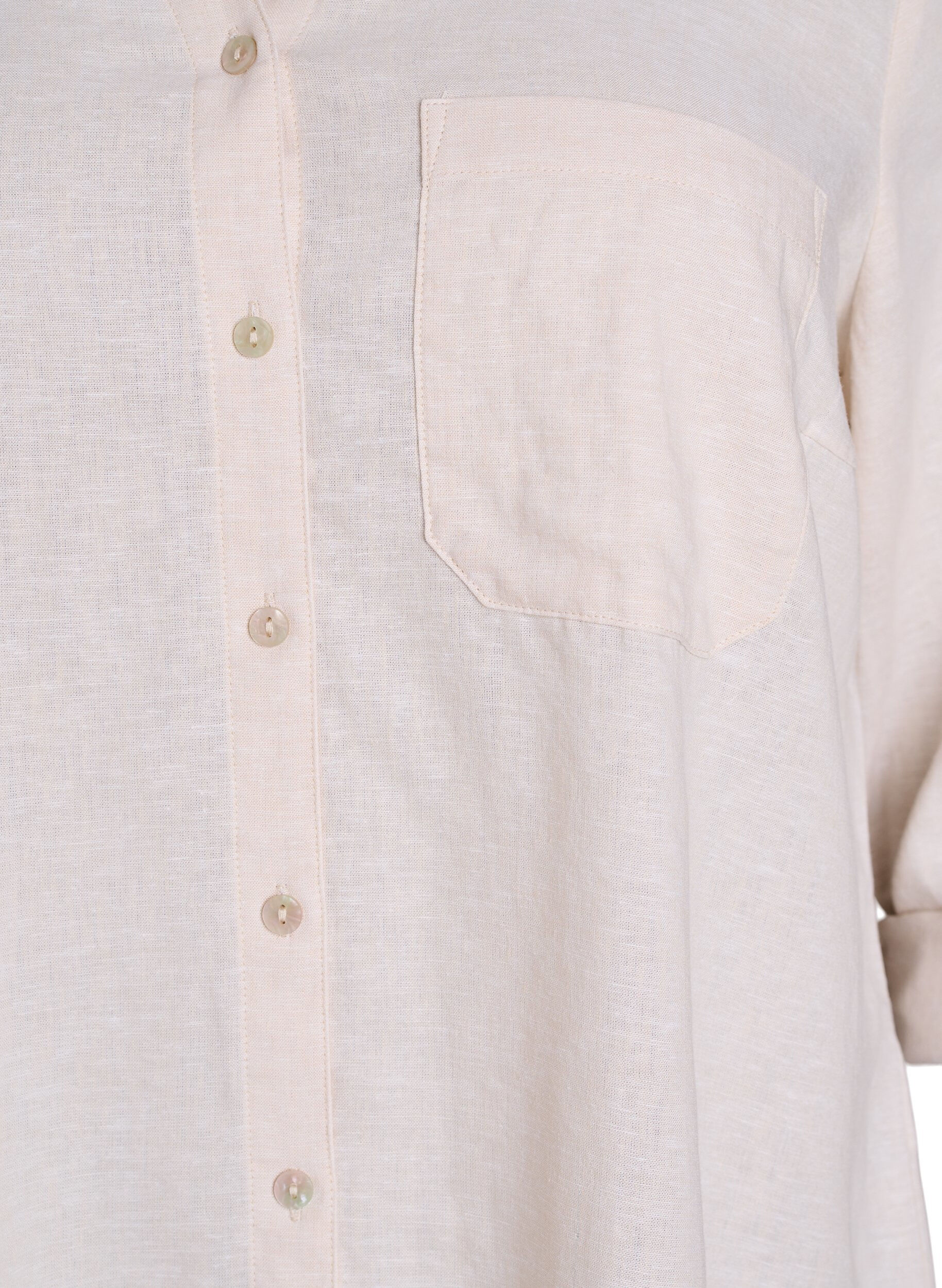 ZizziSkjorte i h&oslash;r og viskose med 3/4-&aelig;rmer, Beige, Packshot image number 2