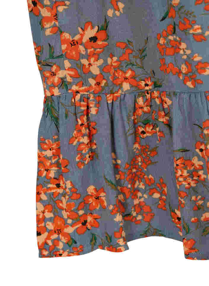 Printet viskose nederdel med flæsekant, Balsam Green Flower, Packshot image number 3