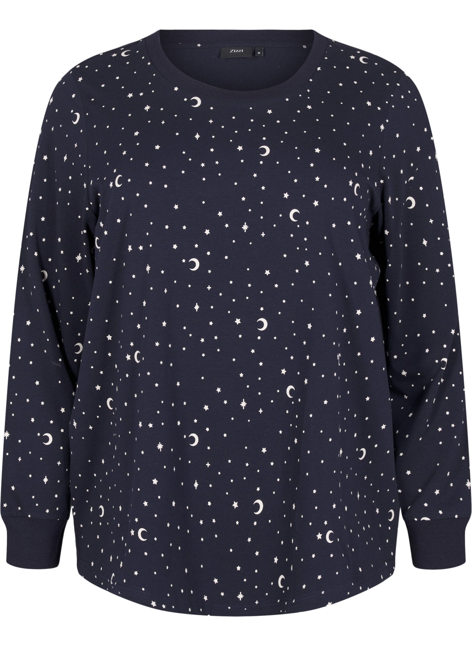 Natbluse med print