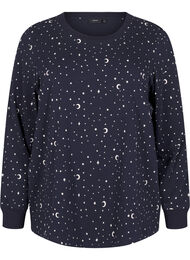 Natbluse med print, Blå