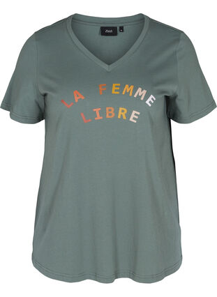T-shirt med print, Balsam Green FEMME, Packshot image number 0