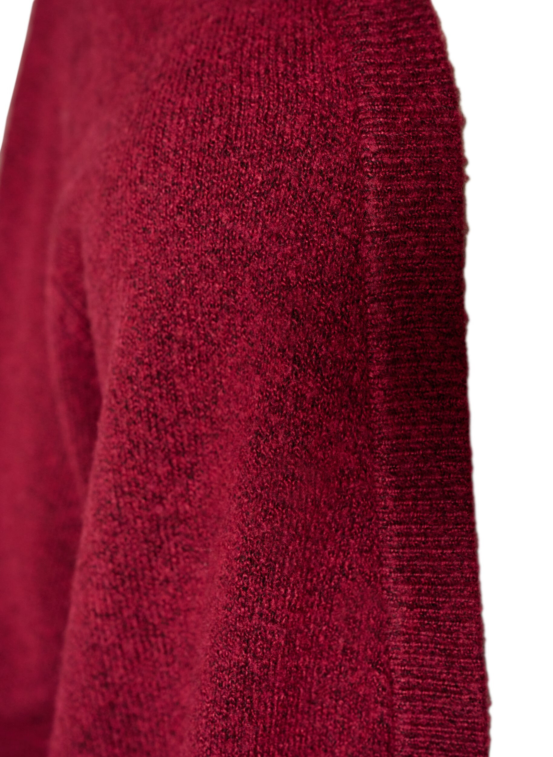 ZizziMeleret strik cardigan med lommer, R&oslash;d, Packshot image number 2