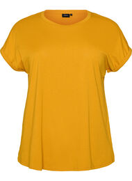 Kort&aelig;rmet T-shirt i bomuldsblanding, Gul