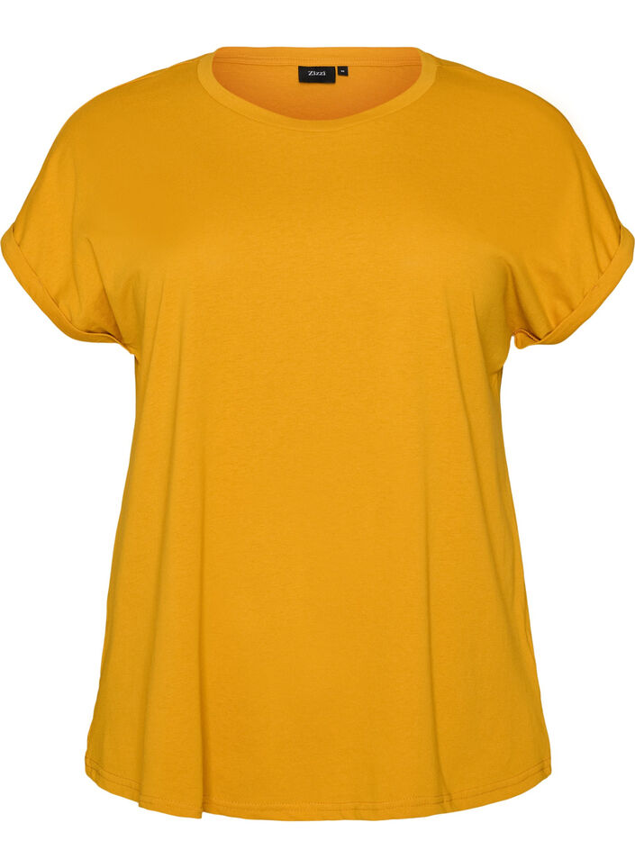 Kort&aelig;rmet T-shirt i bomuldsblanding, Gul, Packshot image number 0