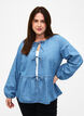 Peplum bluse i denim med bindelukning, Light Blue Denim, Model image number 0