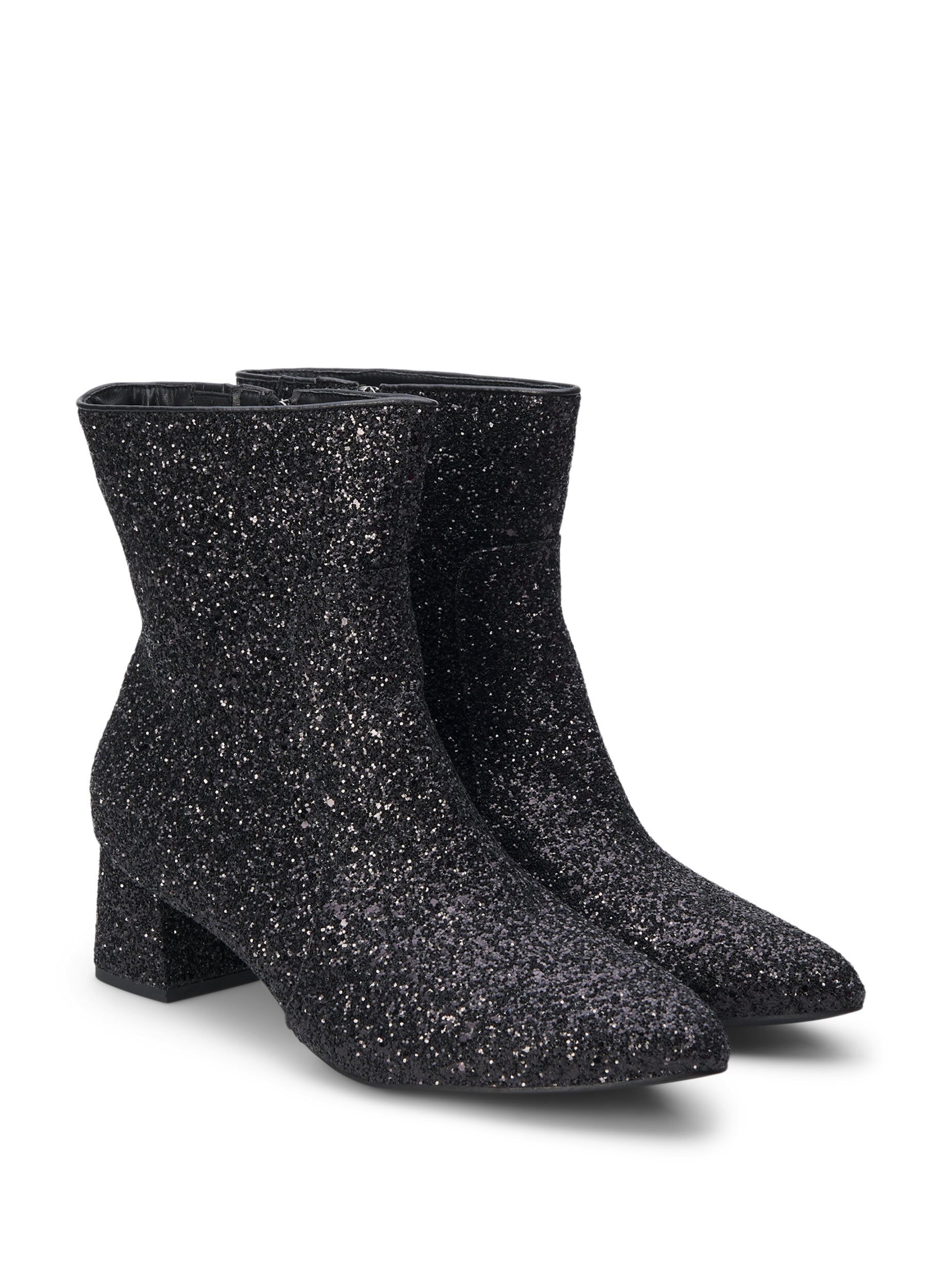 Zizzi Wide fit - Glitter ankelst&oslash;vle, Black, Packshot image number 1