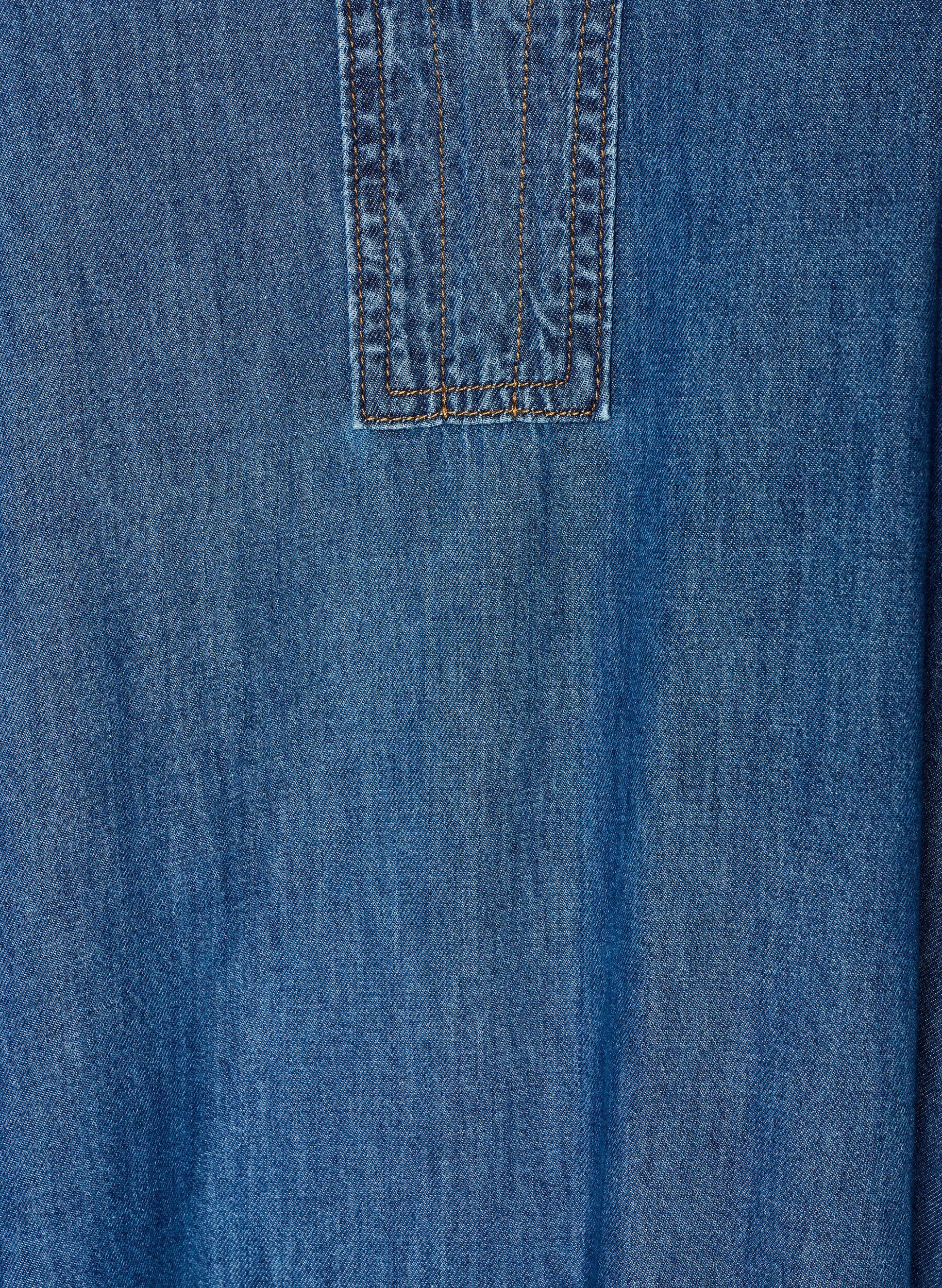 ZizziDenimkjole i maxil&aelig;ngde med fl&aelig;sesk&aelig;ringer, Bl&aring;, Packshot image number 2
