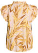 Bluse i viskose med bladprint og fl&aelig;sedetaljer, Gul, Packshot image number 1