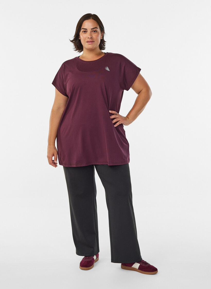 Lang tr&aelig;nings t-shirt, R&oslash;d, Model image number 1