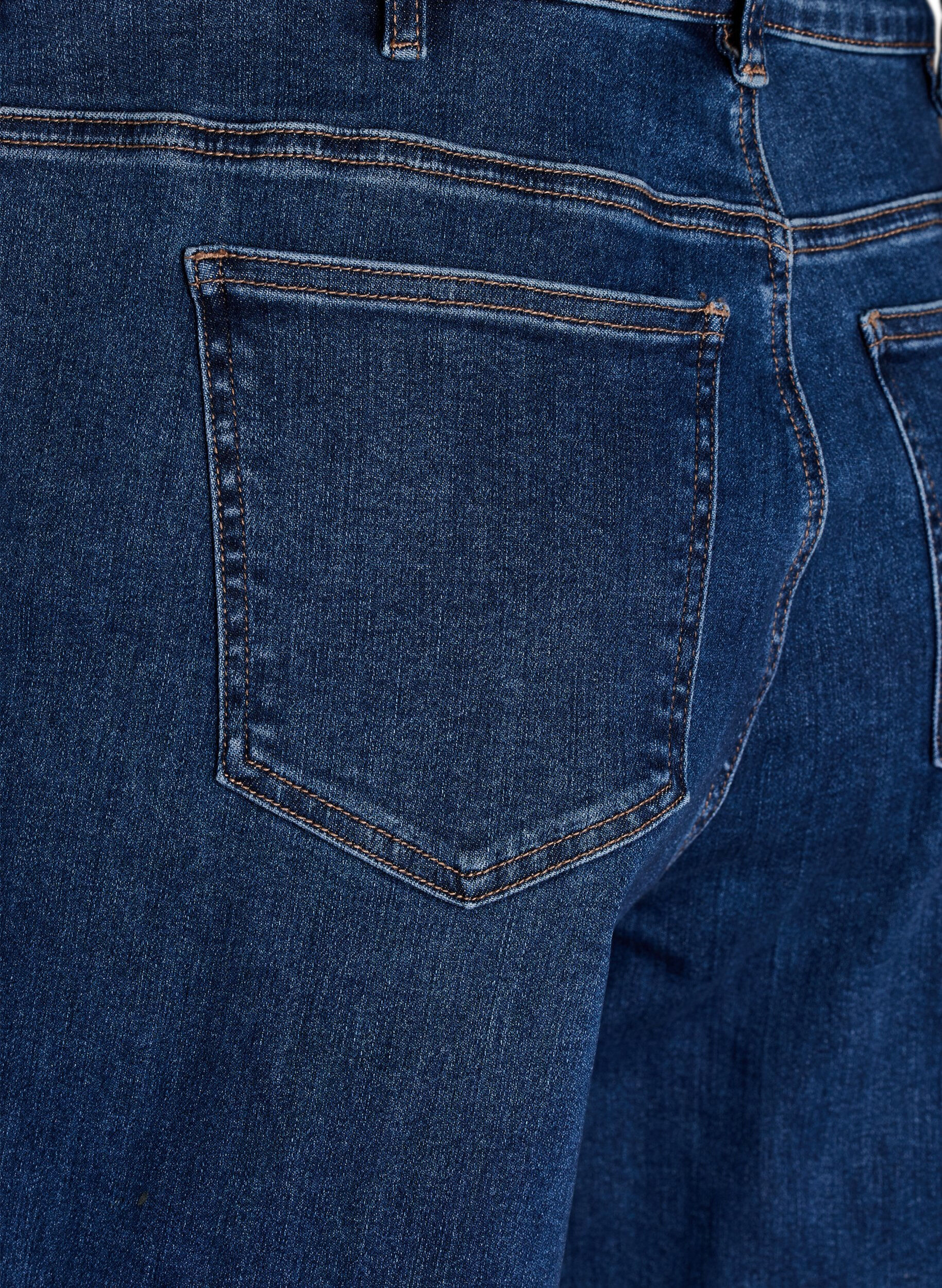 Zizzi Kiana jeans med straight fit og h&oslash;j talje, Bl&aring;, Packshot image number 3