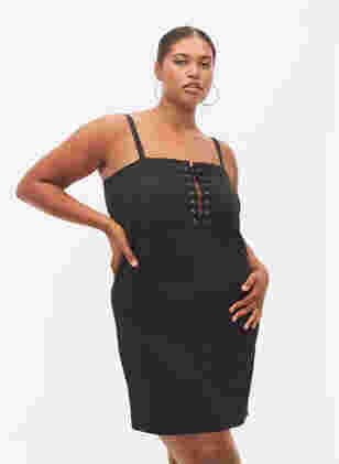 Kropsnær kjole med snøredetalje, Black, Model