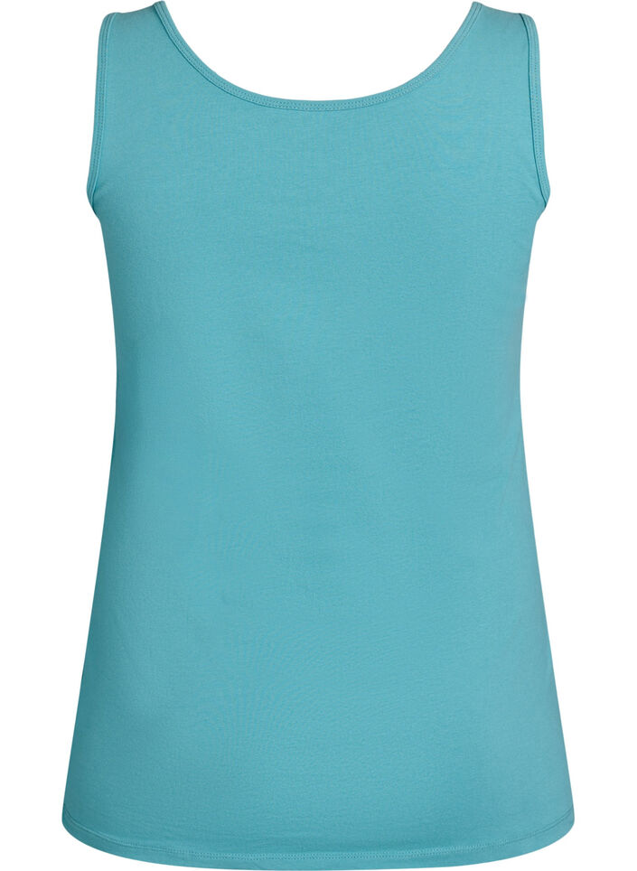 Ensfarvet basis top i bomuld, Bl&aring;, Packshot image number 1