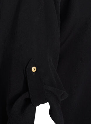 Viskose skjorte med 3/4 ærmer, Black, Packshot image number 3
