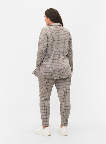 Cropped Maddison bukser med ternet mønster, Brown Check, Model image number 1