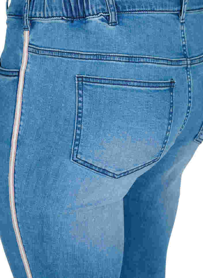 Cropped Sanna jeans med stribe i siden , Light blue denim, Packshot image number 3