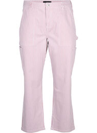 Stribede cargo jeans med straight fit, Rose White Stripe