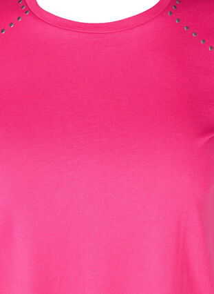 Kortærmet t-shirt med nitter i økologisk bomuld, Fuchsia Purple, Packshot image number 2