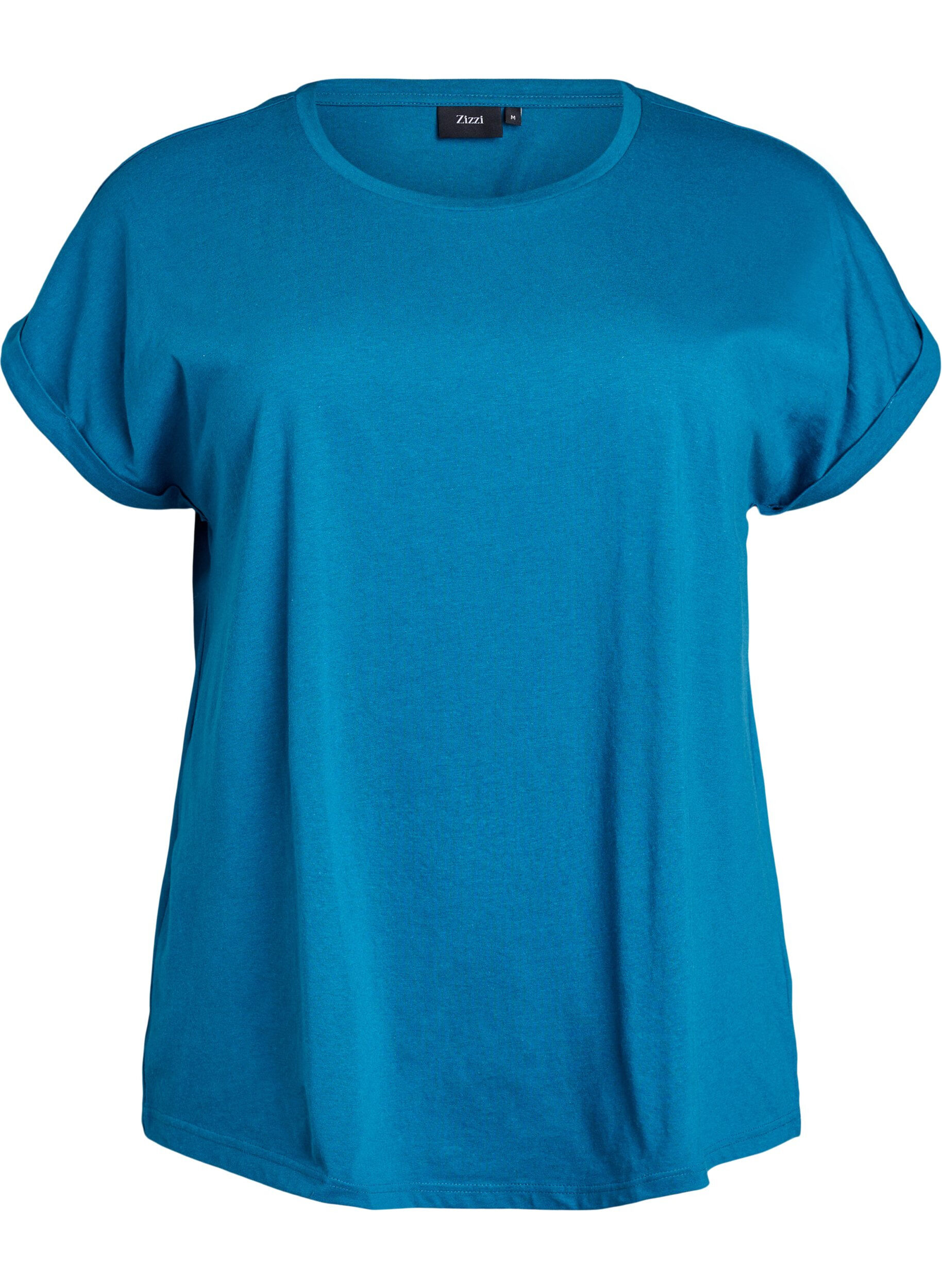 ZizziKort&aelig;rmet t-shirt i bomuldsblanding, Bl&aring;, Packshot image number 0