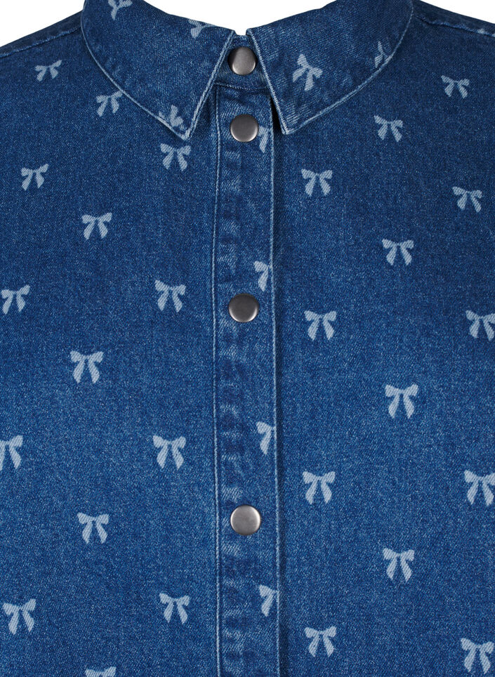 Denimskjorte med sløjfer, Denim Blue W. Wh.Bow, Packshot image number 2